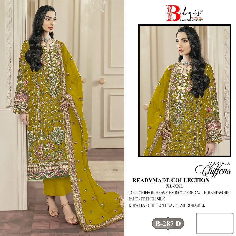 Bilqis B 287 A To D Nc Chiffon Embroidery Readymade Pakistani Suits 